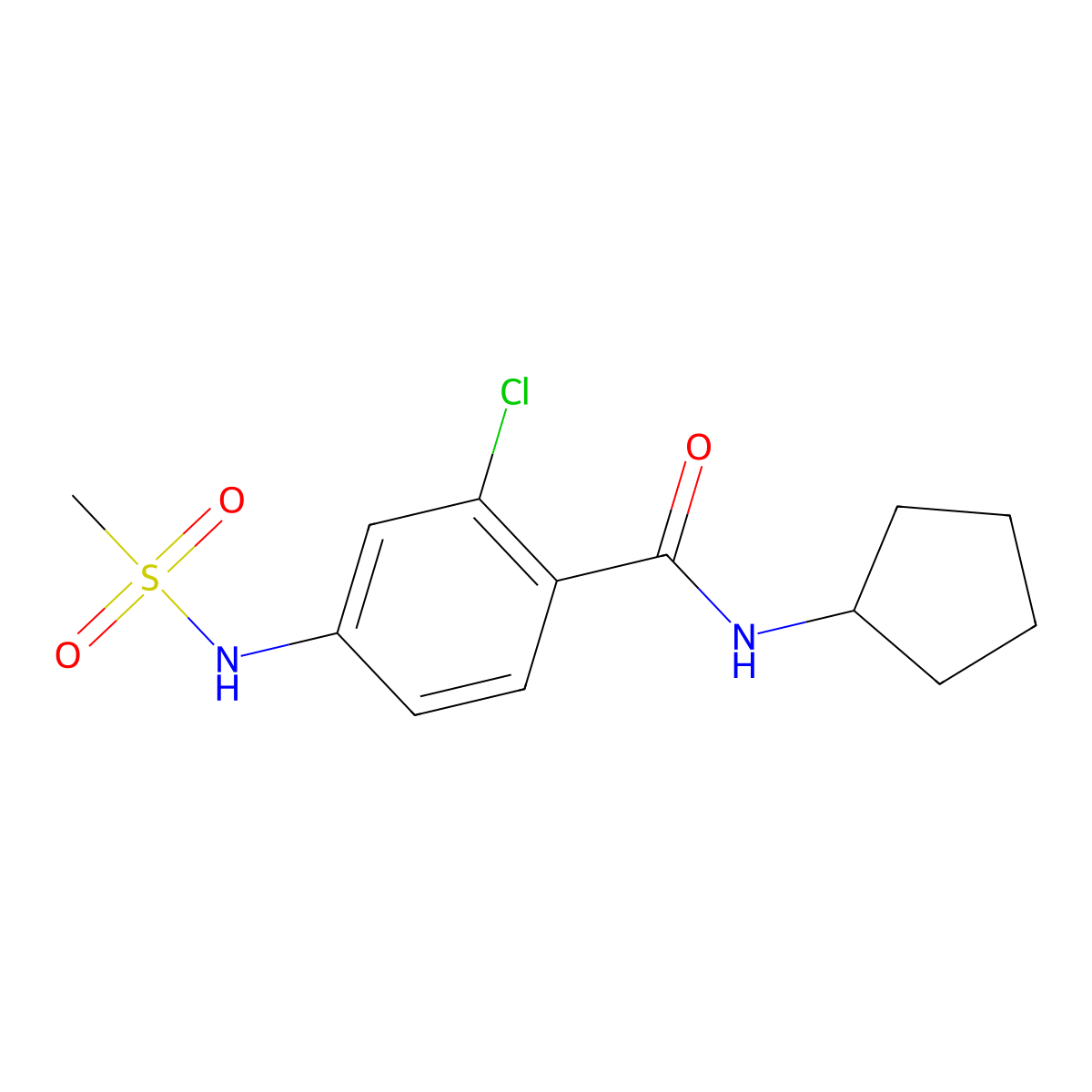 2-chloro-N-cyclopentyl-4-[(methylsulfonyl)amino]benzamide molecular structure, CAS 1083336-58-6
