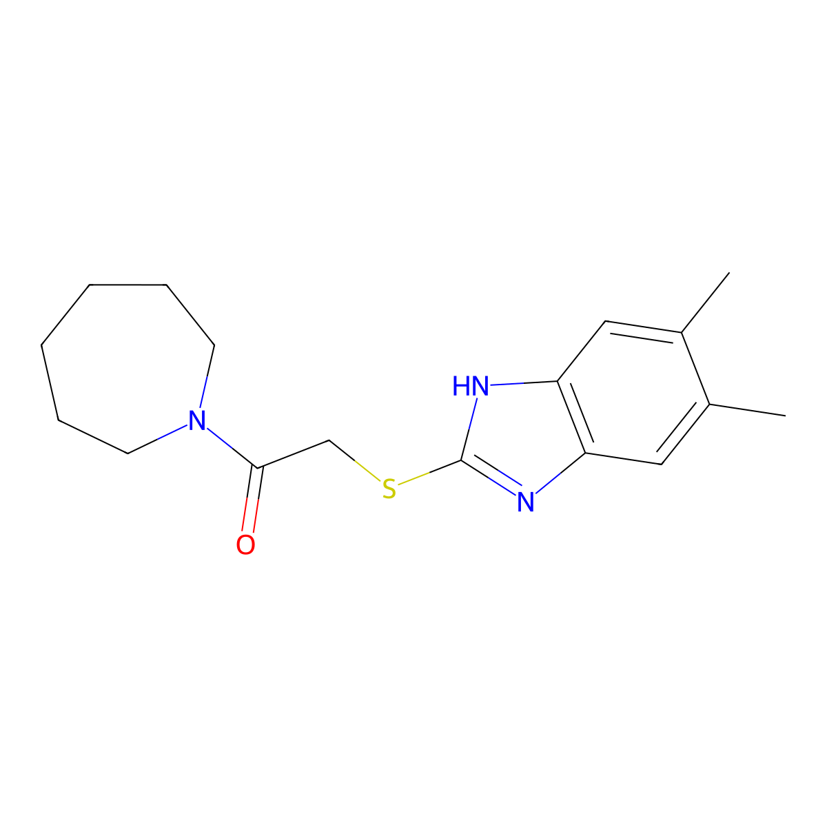 1-(azepan-1-yl)-2-[(5,6-dimethyl-1H-benzimidazol-2-yl)sulfanyl]ethanone molecular structure, CAS 1083338-73-1