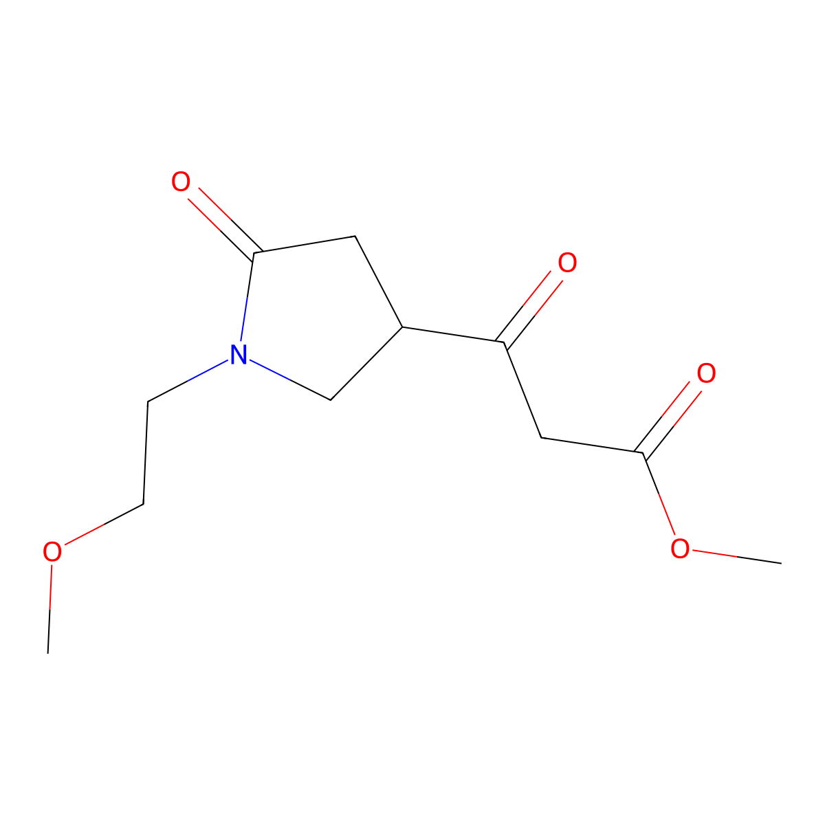 Methyl 3-(1-(2-methoxyethyl)-5-oxopyrrolidin-3-yl)-3-oxopropanoate molecular structure, CAS 1083350-32-6