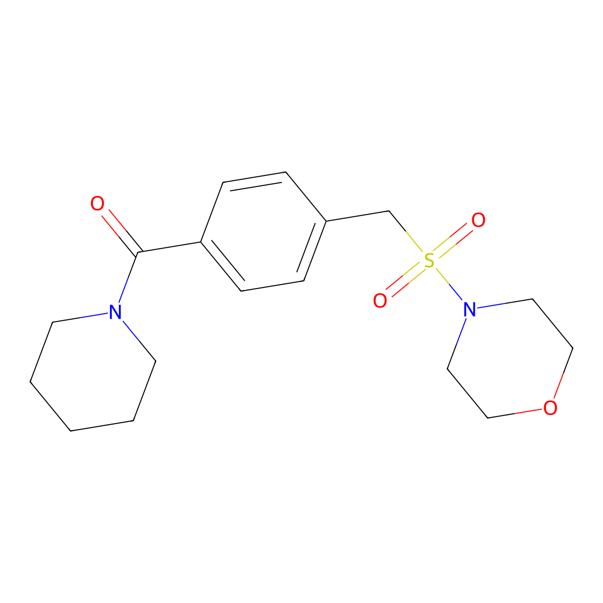 {4-[(Morpholin-4-ylsulfonyl)methyl]phenyl}(piperidin-1-yl)methanone molecular structure, CAS 1083361-60-7