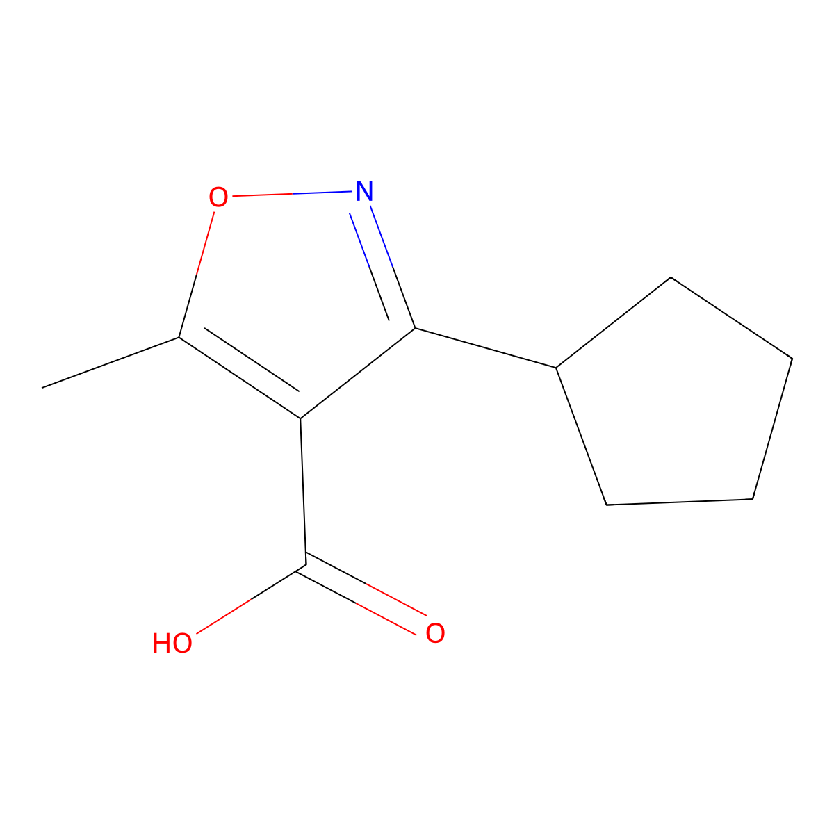 3-Cyclopentyl-5-methyl-1,2-oxazole-4-carboxylic acid molecular structure, CAS 1083369-20-3