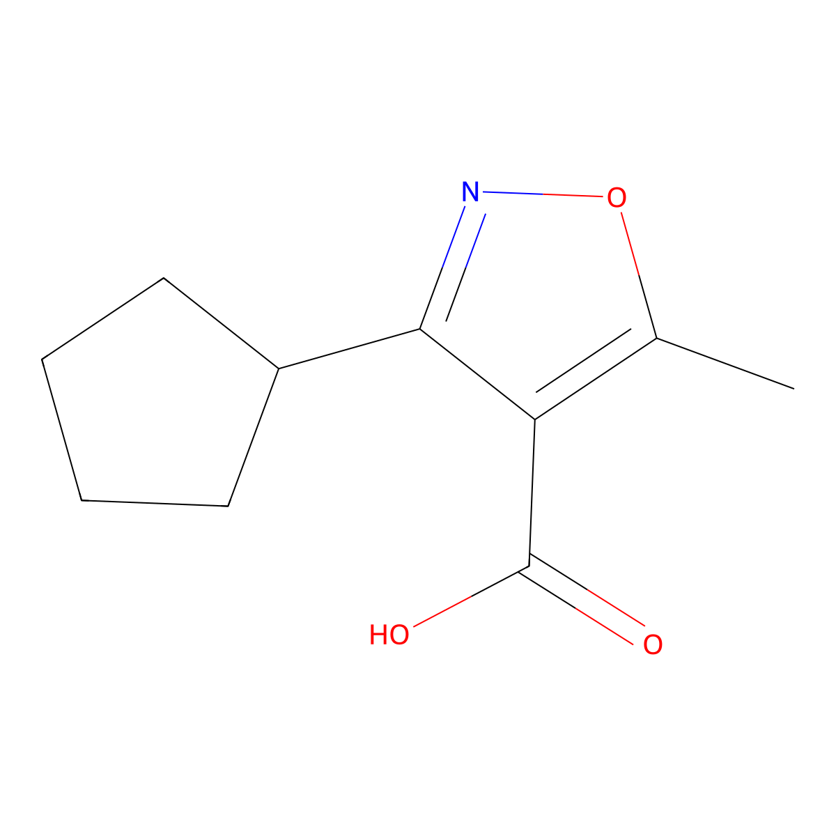 3-Cyclopentyl-5-methyl-1,2-oxazole-4-carboxylic acid molecular structure, CAS 1083369-20-3