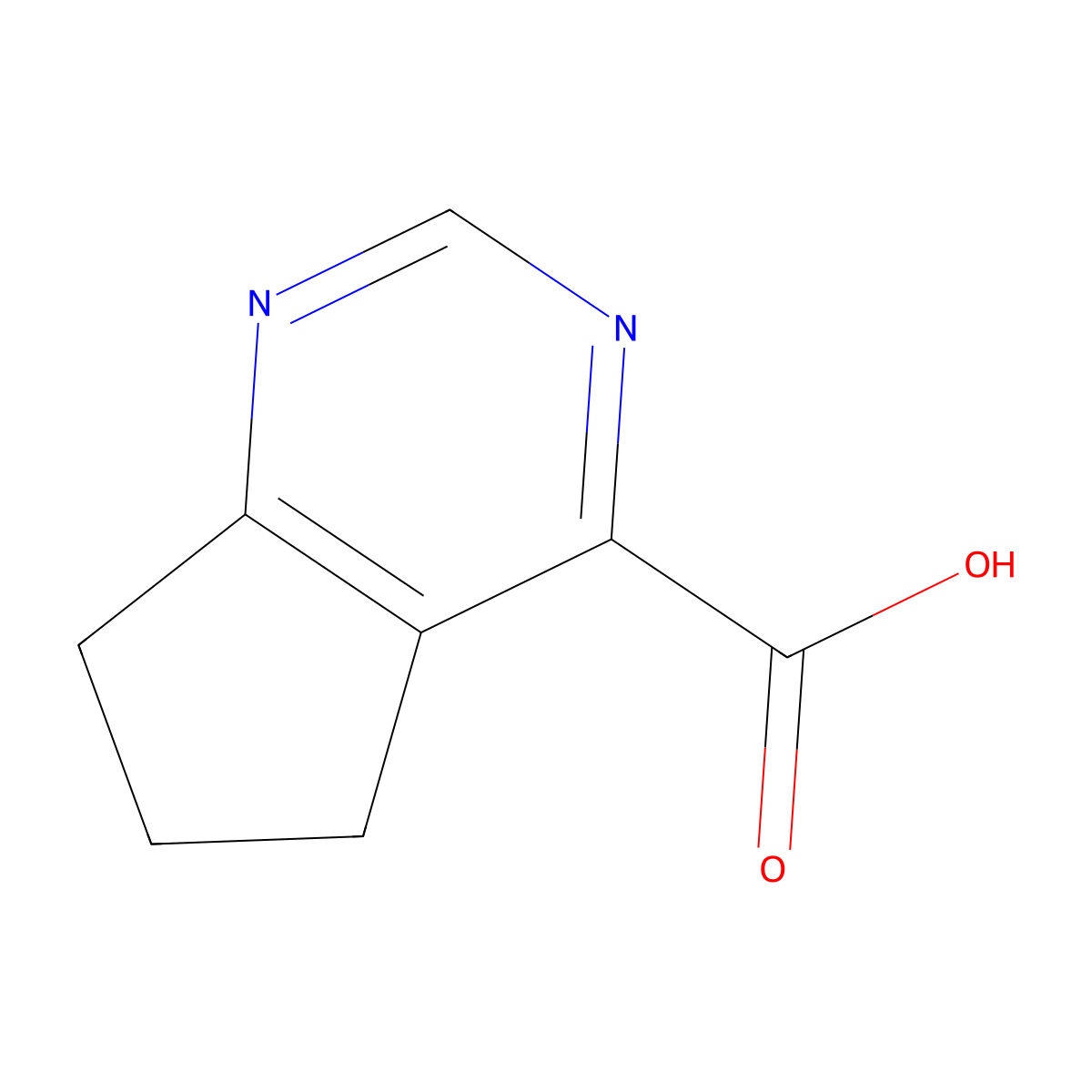 5H,6H,7H-cyclopenta[d]pyrimidine-4-carboxylic acid molecular structure, CAS 1083396-50-2