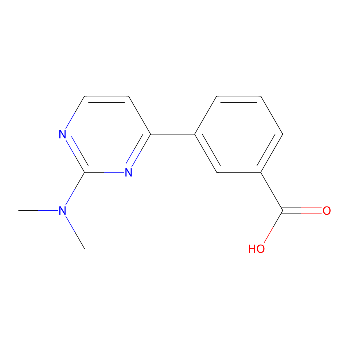 3-(2-(Dimethylamino)pyrimidin-4-yl)benzoic acid molecular structure, CAS 1083401-18-6