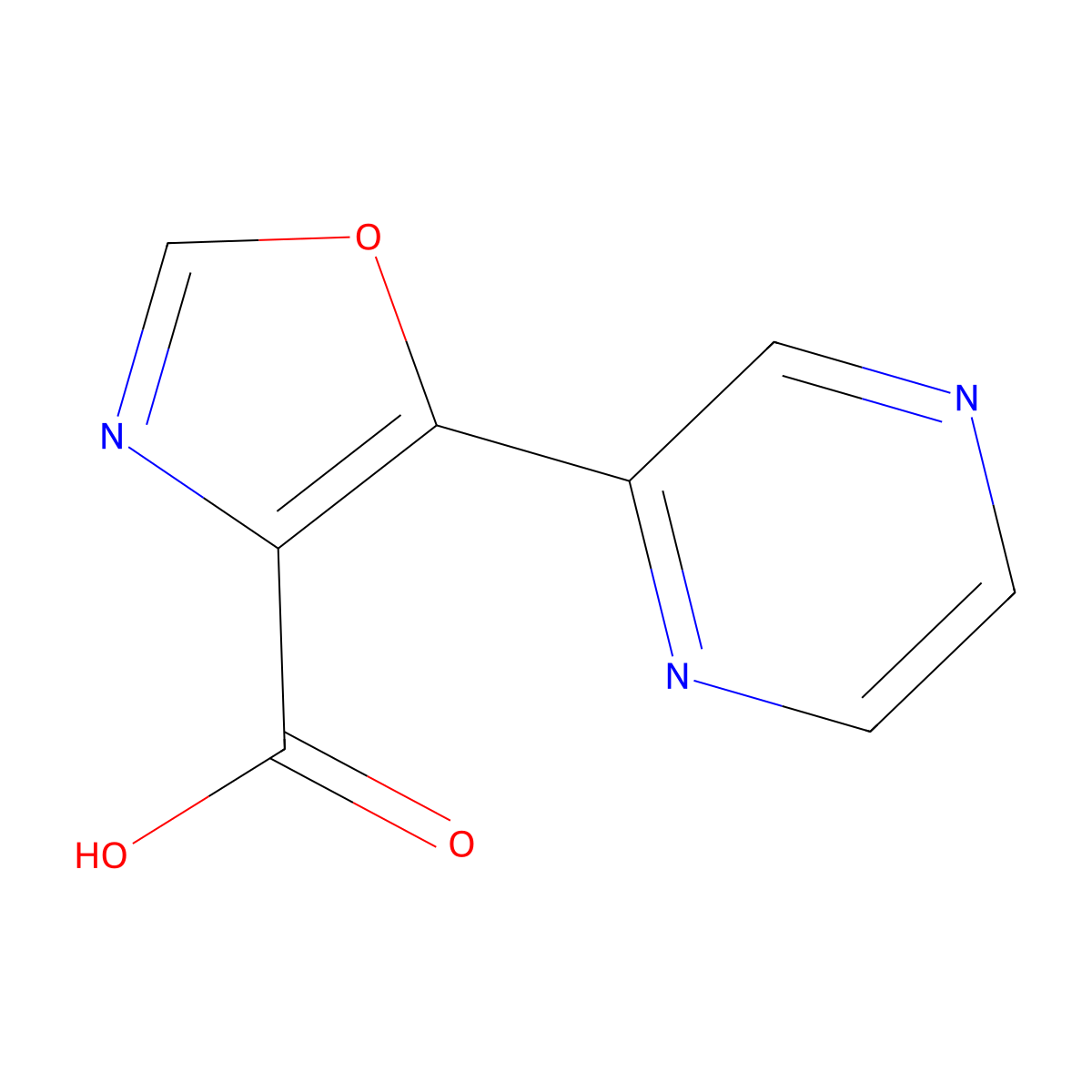 5-(Pyrazin-2-yl)oxazole-4-carboxylic acid molecular structure, CAS 1083401-49-3