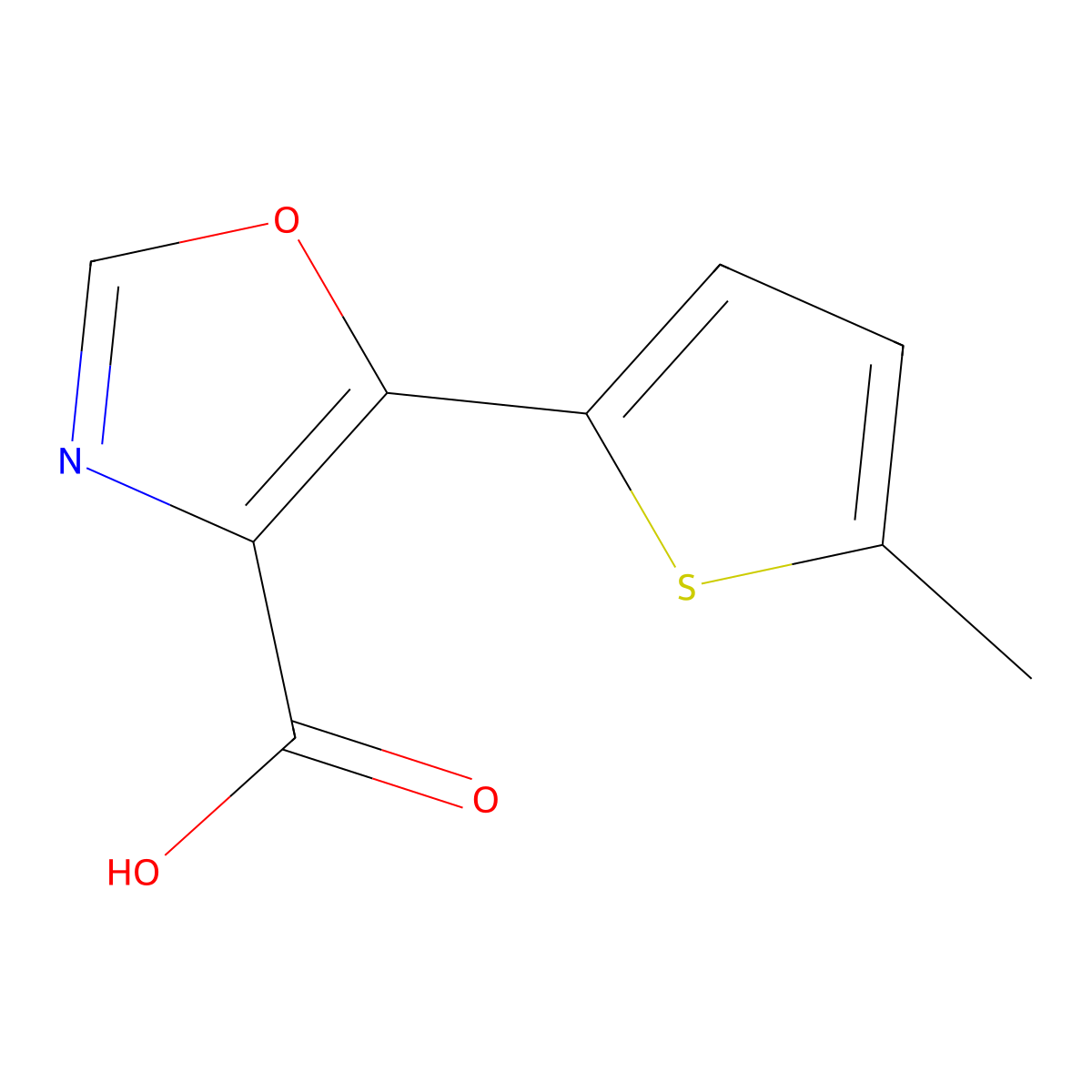 4-Oxazolecarboxylic acid, 5-(5-methyl-2-thienyl)- molecular structure, CAS 1083401-51-7