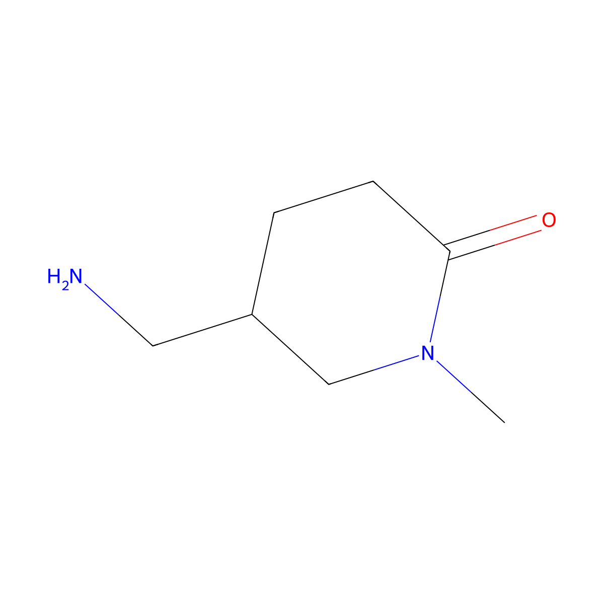 5-(Aminomethyl)-1-methylpiperidin-2-one molecular structure, CAS 1083401-99-3
