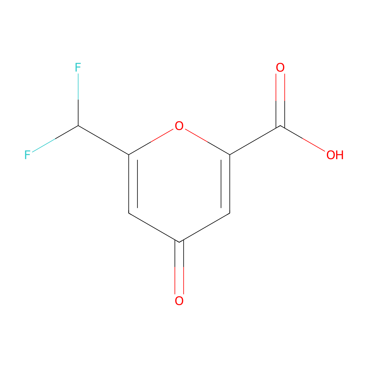 6-(Difluoromethyl)-4-oxo-4H-pyran-2-carboxylic acid molecular structure, CAS 1083402-18-9