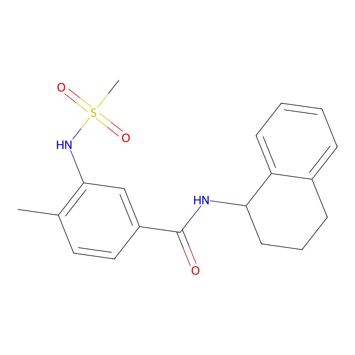 3-(methanesulfonamido)-4-methyl-N-(1,2,3,4-tetrahydronaphthalen-1-yl)benzamide molecular structure, CAS 1083414-99-6