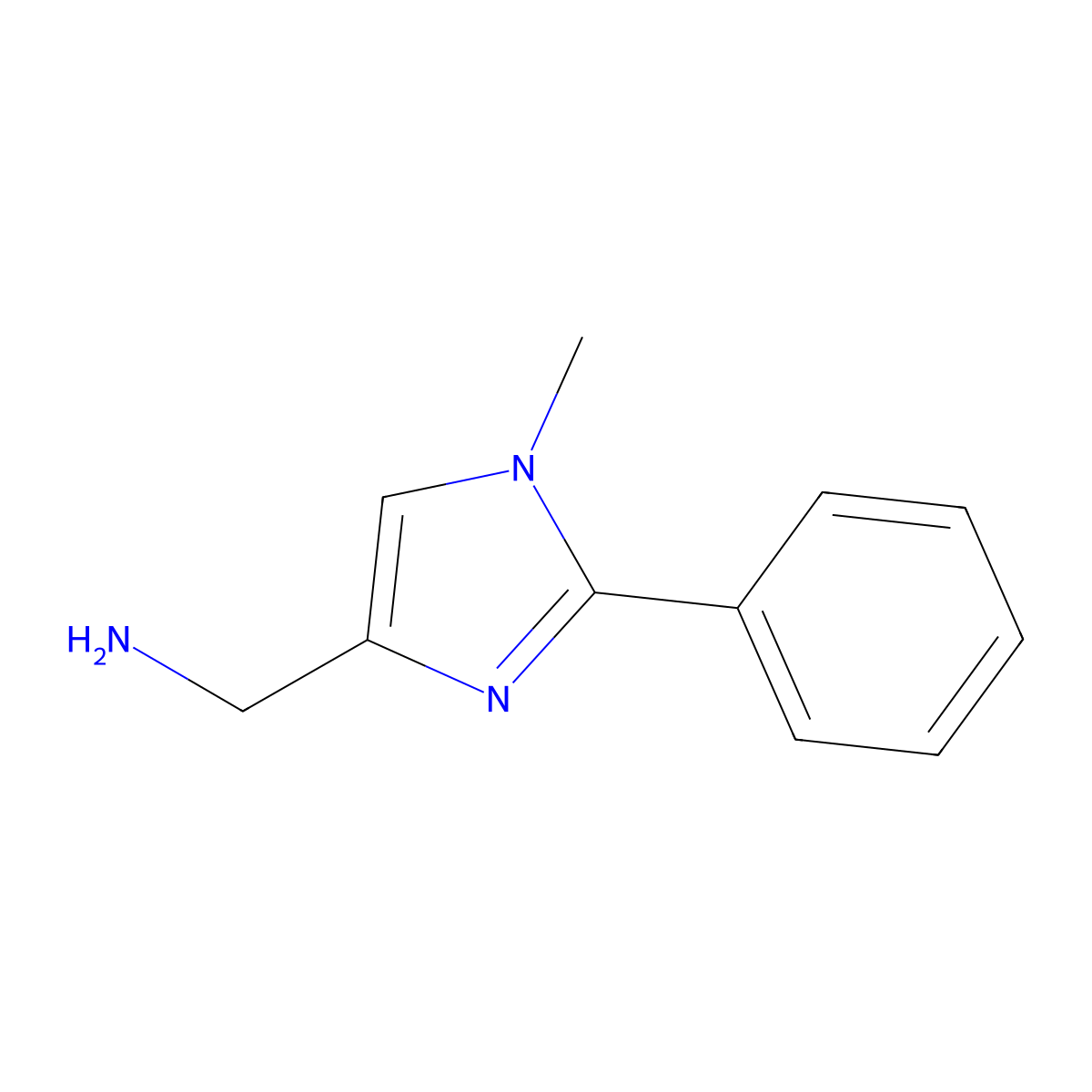 (1-Methyl-2-phenyl-1H-imidazol-4-YL)methanamine molecular structure, CAS 1083423-71-5