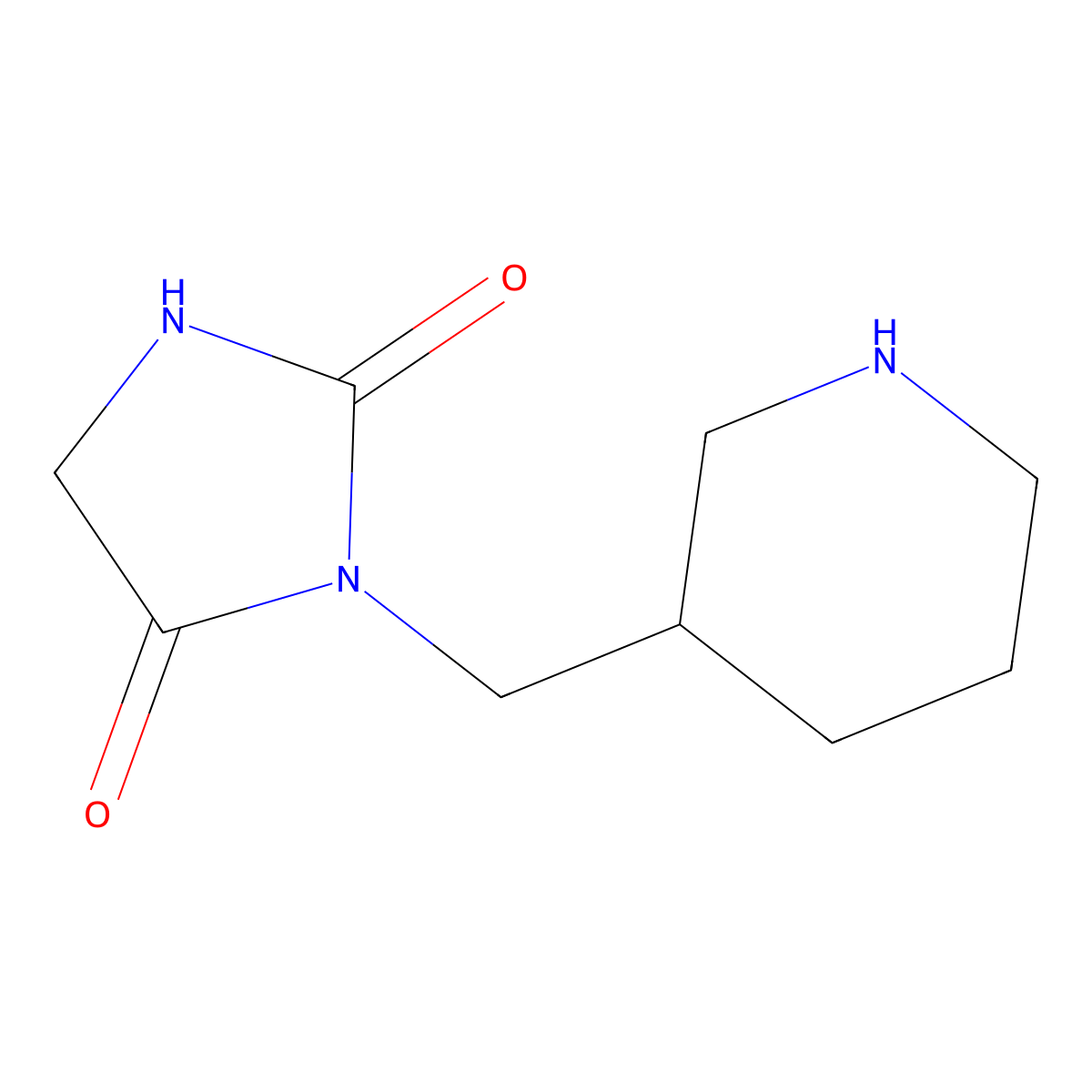 3-[(Piperidin-3-yl)methyl]imidazolidine-2,4-dione molecular structure, CAS 1083423-86-2
