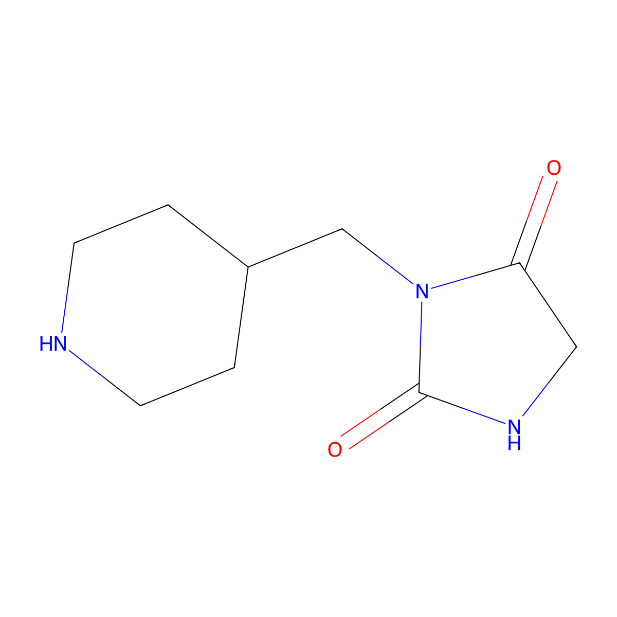 3-(Piperidin-4-ylmethyl)imidazolidine-2,4-dione molecular structure, CAS 1083423-88-4