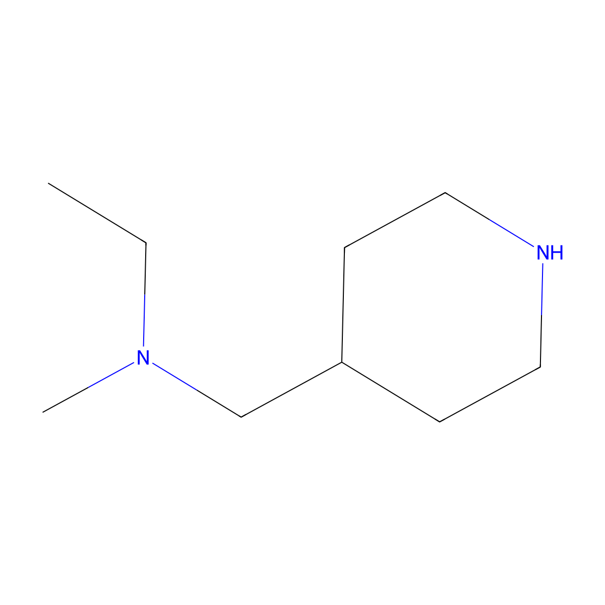 Ethyl(methyl)(piperidin-4-ylmethyl)amine molecular structure, CAS 1083424-14-9