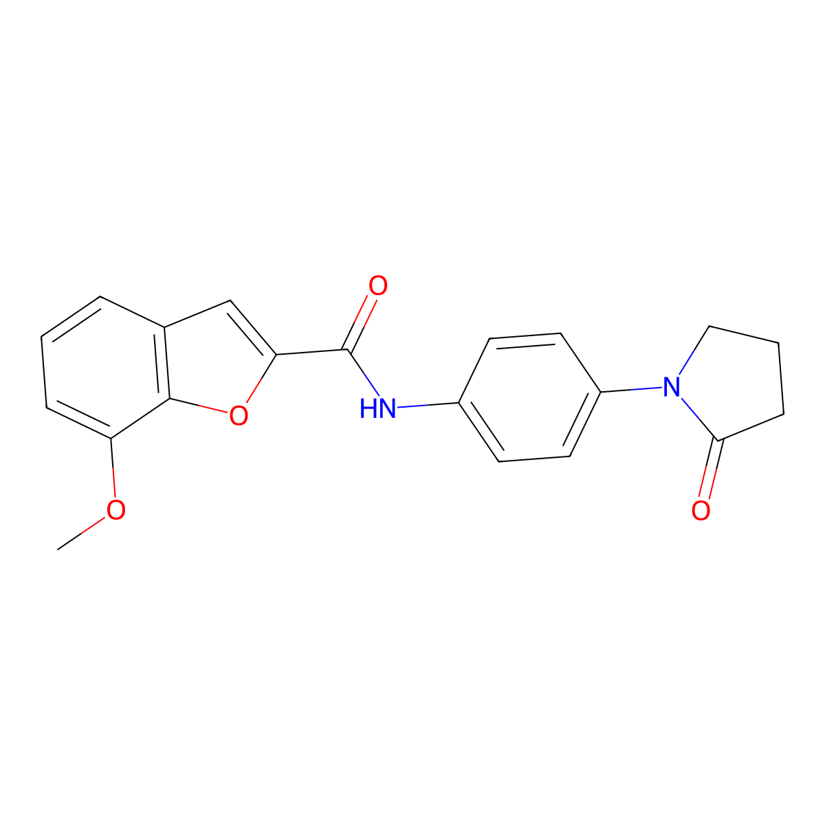 7-methoxy-N-(4-(2-oxopyrrolidin-1-yl)phenyl)benzofuran-2-carboxamide molecular structure, CAS 1083425-31-3