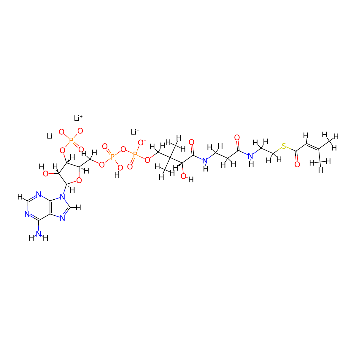 beta-Methylcrotonyl coenzyme A lithium salt molecular structure, CAS 108347-83-7