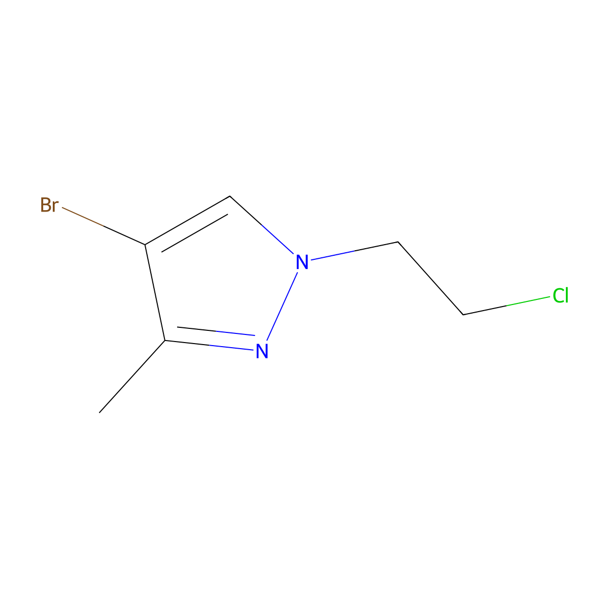4-Bromo-1-(2-chloroethyl)-3-methyl-1H-pyrazole molecular structure, CAS 108354-38-7
