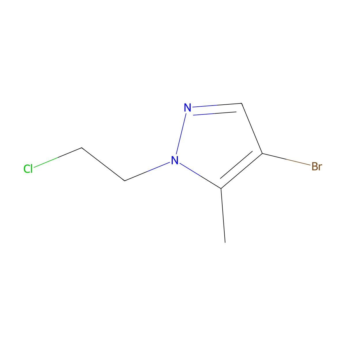 4-Bromo-1-(2-chloroethyl)-5-methyl-1H-pyrazole molecular structure, CAS 108354-41-2