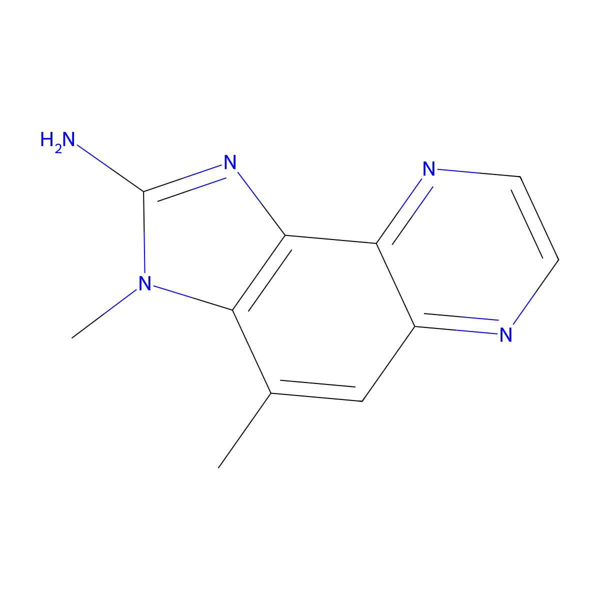 3H-Imidazo(4,5-f)quinoxalin-2-amine, 3,4-dimethyl- molecular structure, CAS 108354-48-9