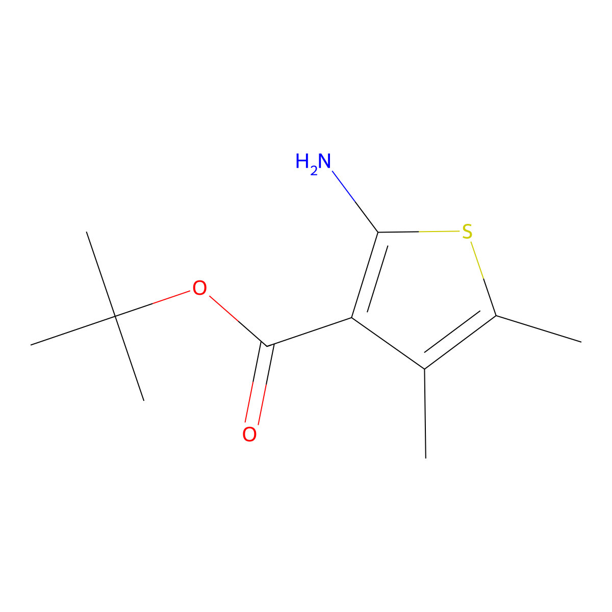 Tert-butyl 2-amino-4,5-dimethylthiophene-3-carboxylate molecular structure, CAS 108354-76-3