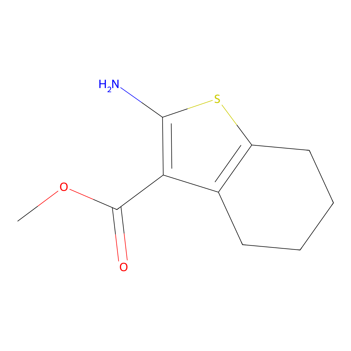 Methyl 2-amino-4,5,6,7-tetrahydro-1-benzothiophene-3-carboxylate molecular structure, CAS 108354-78-5
