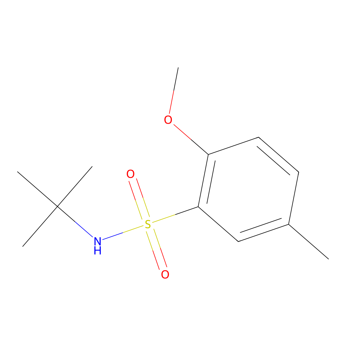 N-tert-butyl-2-methoxy-5-methylbenzenesulfonamide molecular structure, CAS 108356-34-9