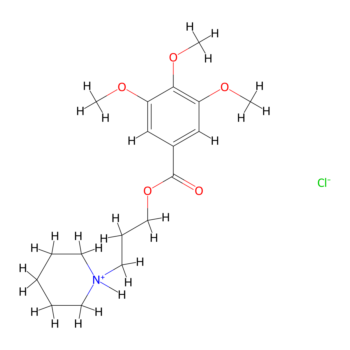Benzoic acid, 3,4,5-trimethoxy-, 3-piperidinopropyl ester, hydrochloride molecular structure, CAS 108369-32-0
