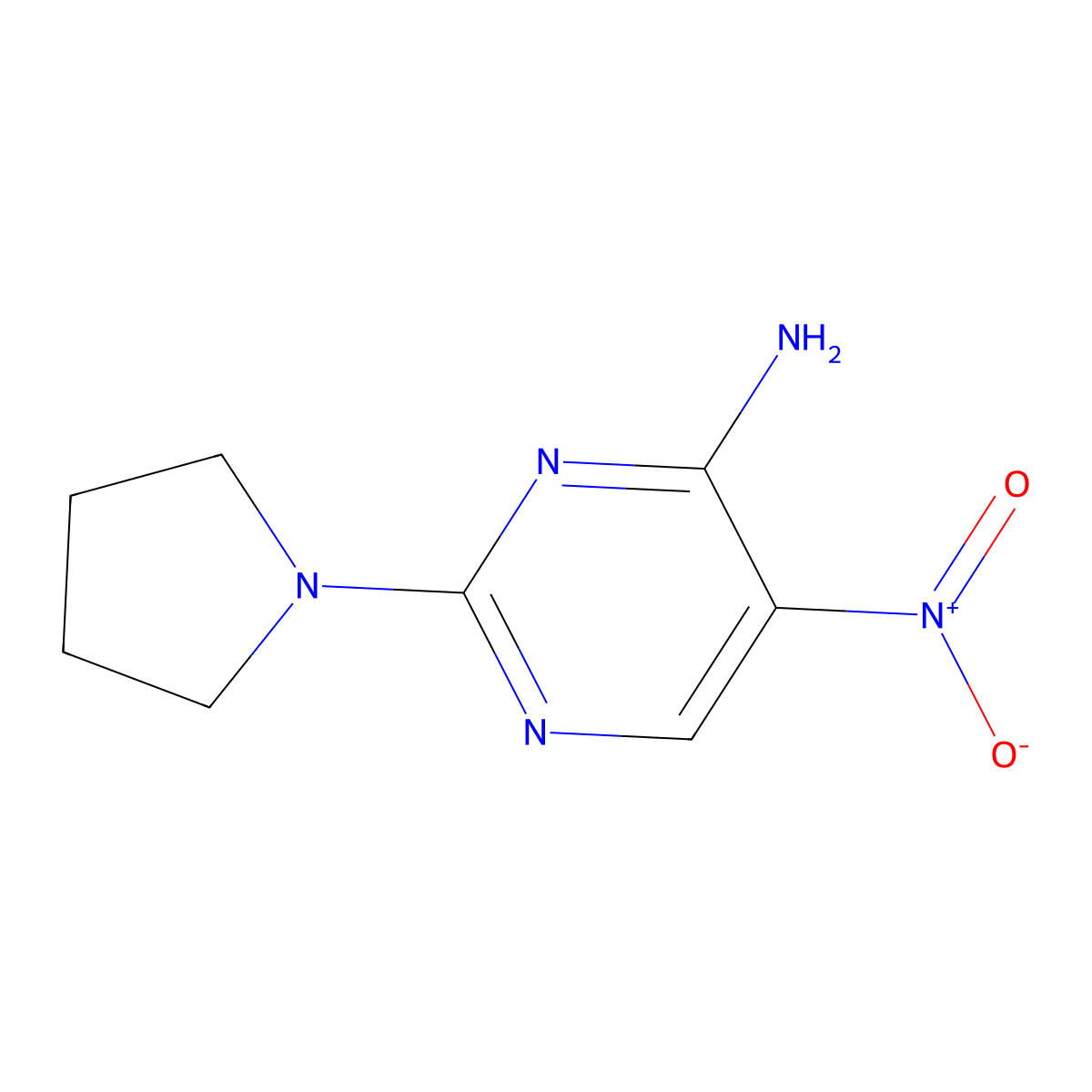 5-Nitro-2-(pyrrolidin-1-yl)pyrimidin-4-amine molecular structure, CAS 108372-92-5