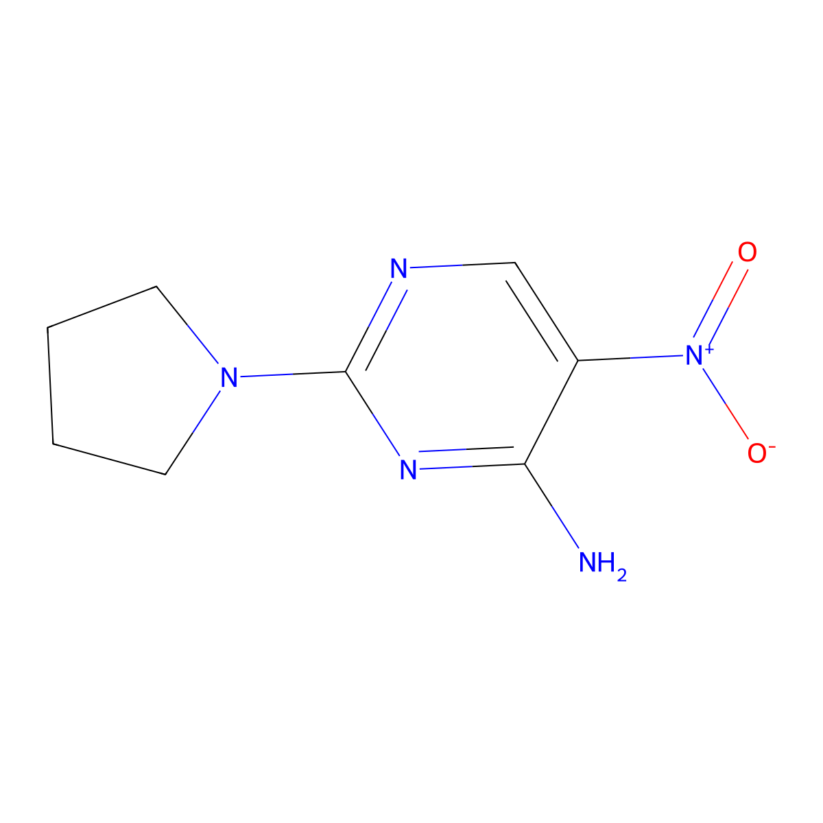 5-Nitro-2-(pyrrolidin-1-yl)pyrimidin-4-amine molecular structure, CAS 108372-92-5
