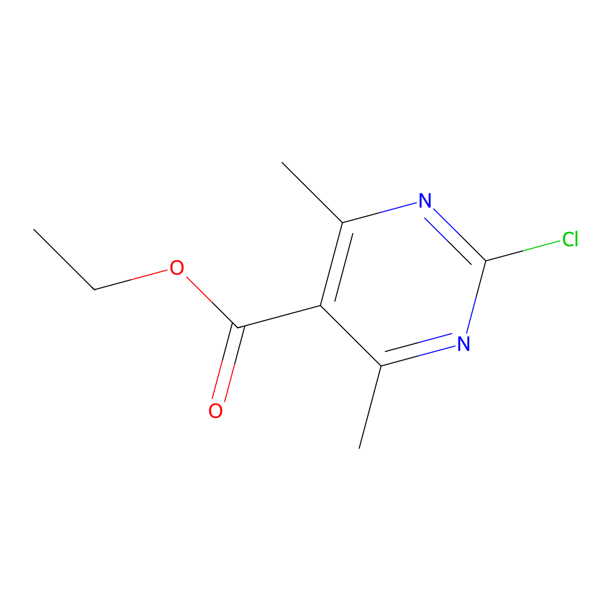 Ethyl 2-chloro-4,6-dimethylpyrimidine-5-carboxylate molecular structure, CAS 108381-23-3