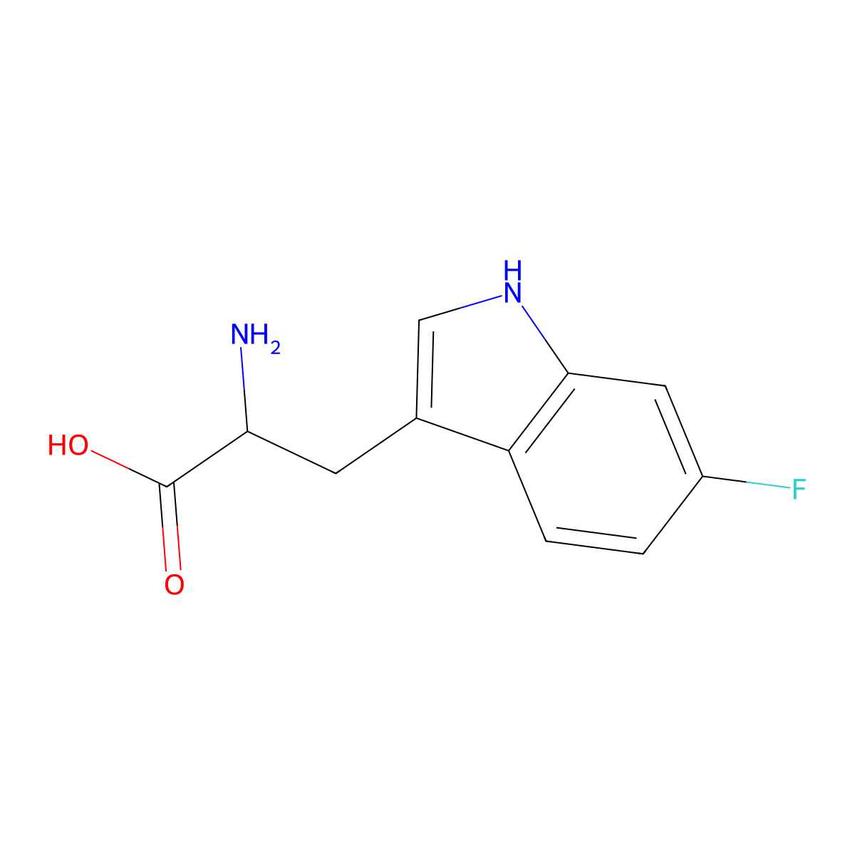 (R)-2-Amino-3-(6-fluoro-1H-indol-3-yl)propanoic acid molecular structure, CAS 108391-82-8