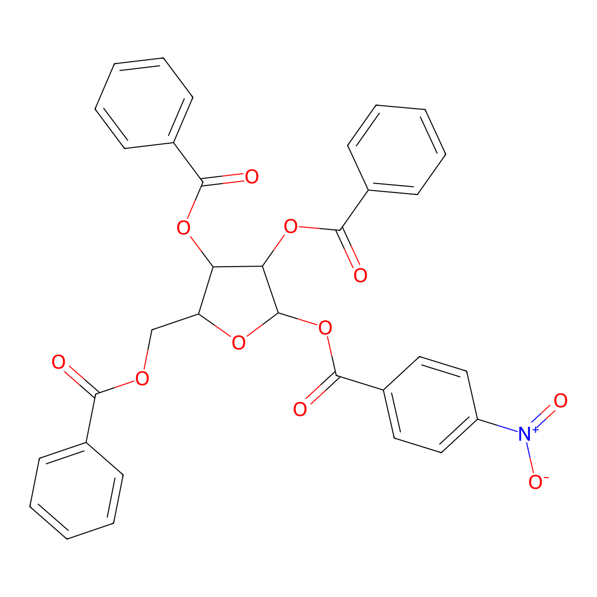 2,3,5-Tri-O-benzoyl-1-O-(4-nitrobenzoyl)-D-ribofuranose molecular structure, CAS 108392-15-0