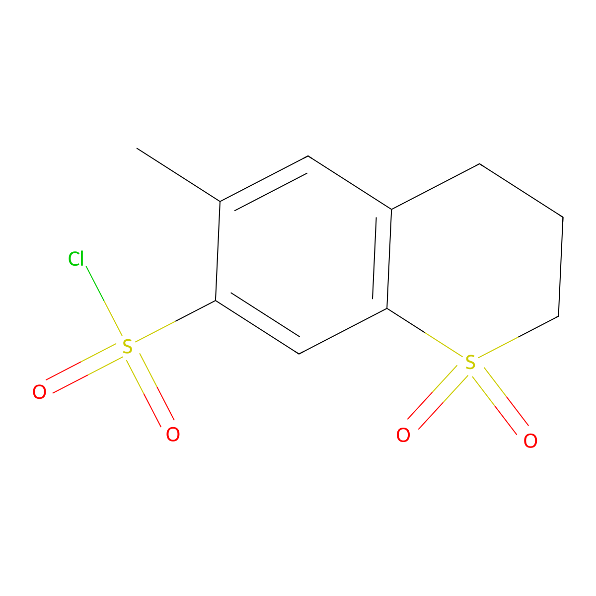 3,4-Dihydro-6-methyl-2H-1-benzothiopyran-7-sulphonyl chloride 1,1-dioxide molecular structure, CAS 1084-64-6