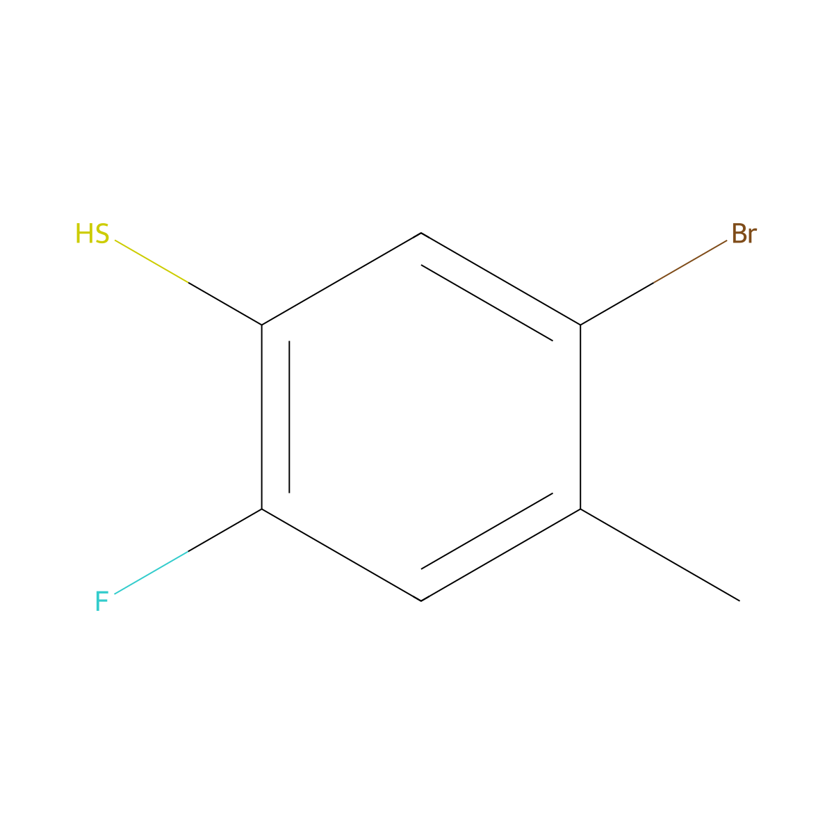 5-Bromo-2-fluoro-4-methyl-benzenethiol molecular structure, CAS 108404-38-2