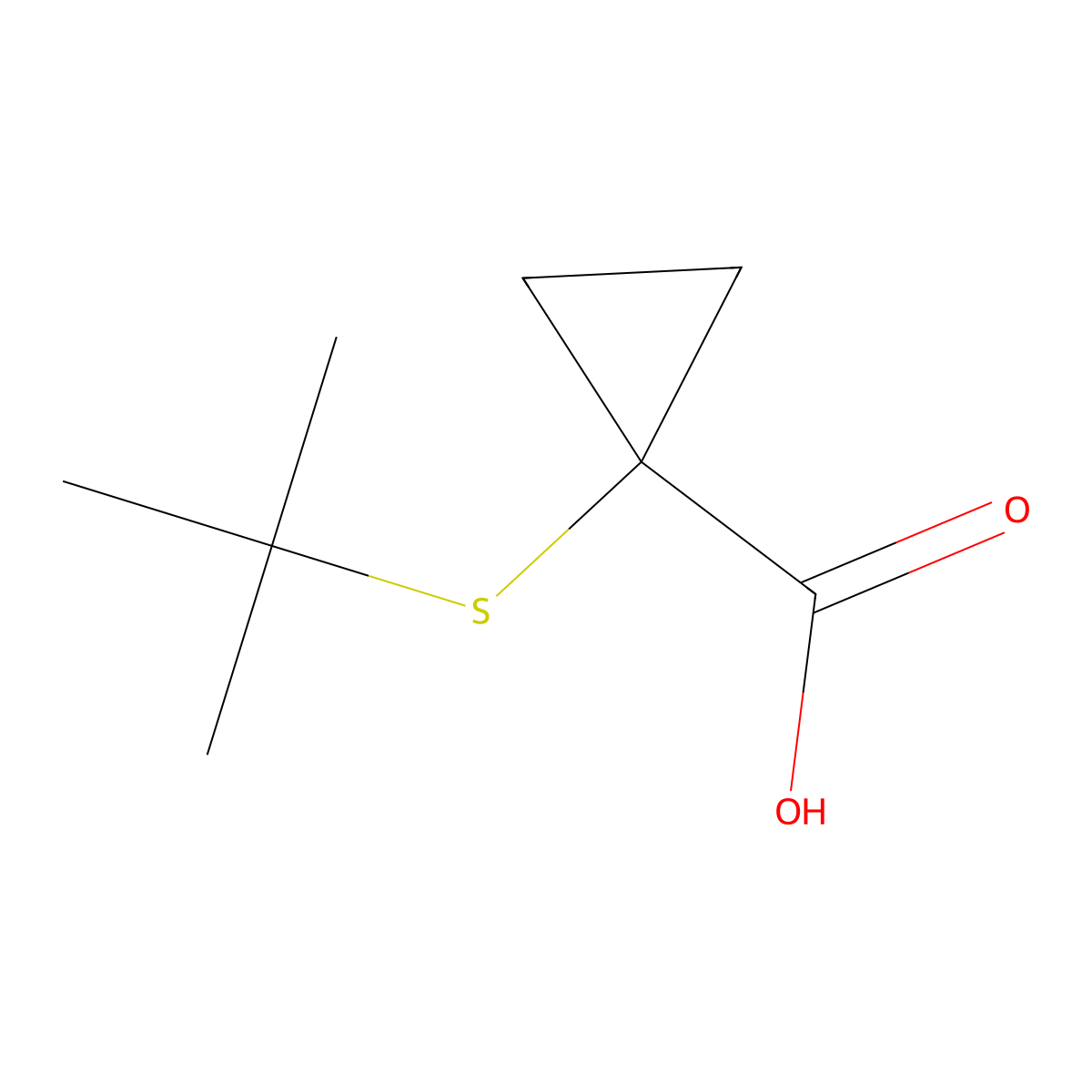 1-(Tert-butylsulfanyl)cyclopropane-1-carboxylic acid molecular structure, CAS 108419-98-3