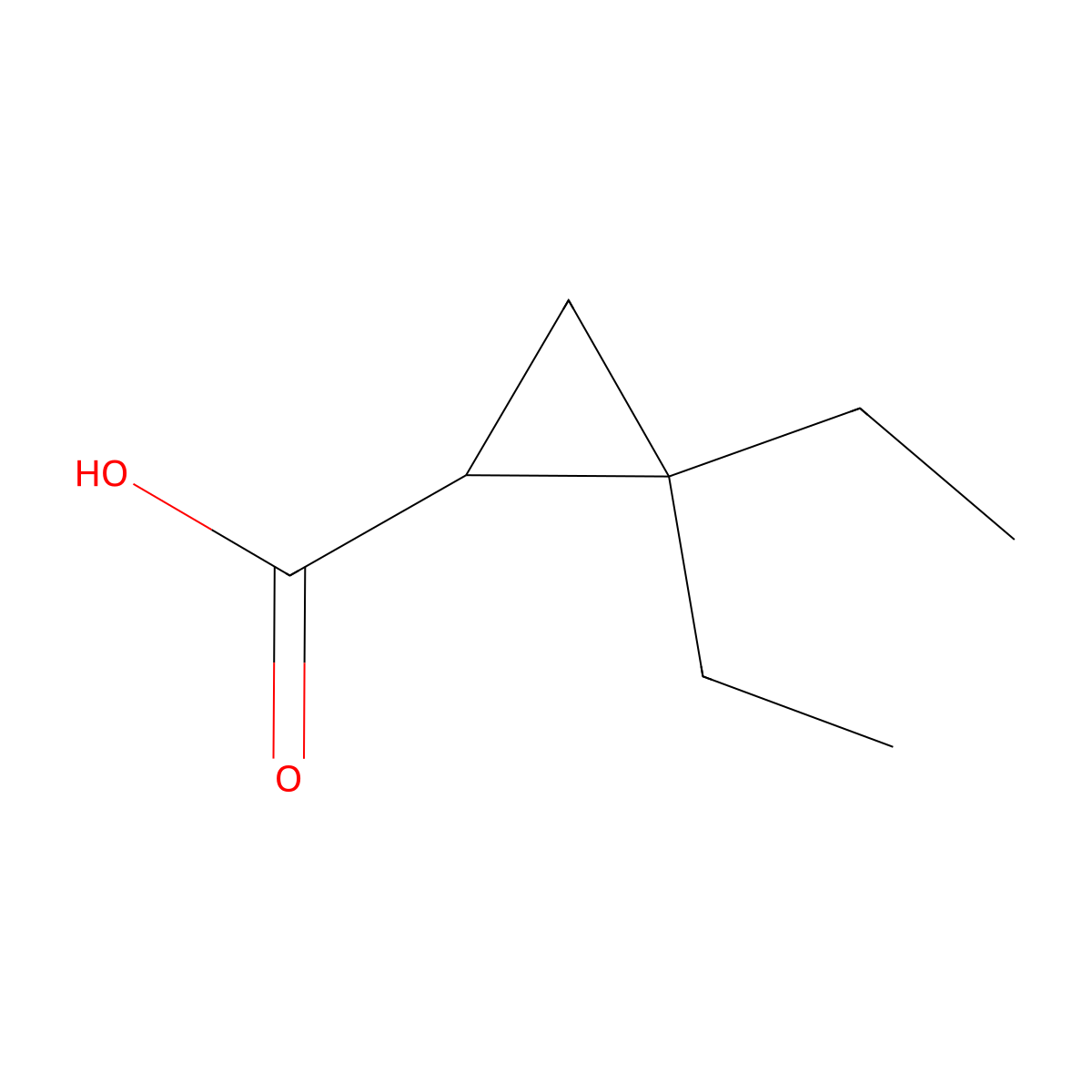 2,2-Diethylcyclopropanecarboxylic acid molecular structure, CAS 108420-15-1