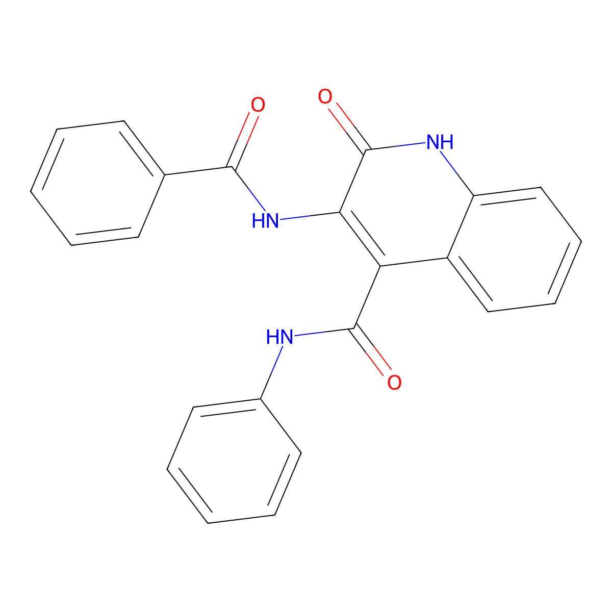 3-benzamido-2-oxo-N-phenyl-1H-quinoline-4-carboxamide molecular structure, CAS 108425-33-8