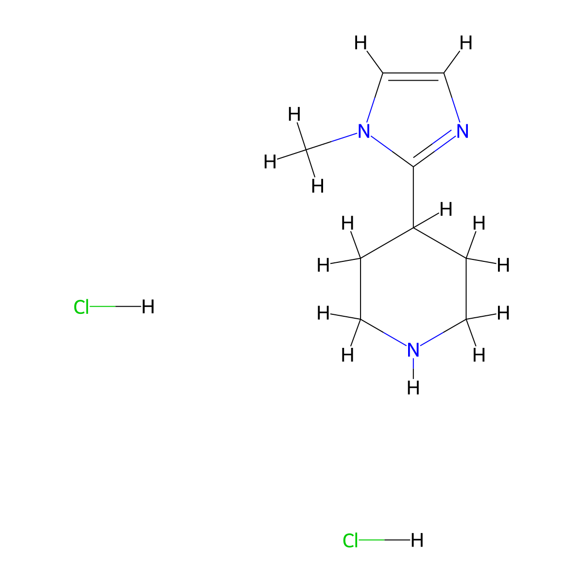 4-(1-methyl-1H-imidazol-2-yl)piperidine dihydrochloride molecular structure, CAS 1084341-80-9