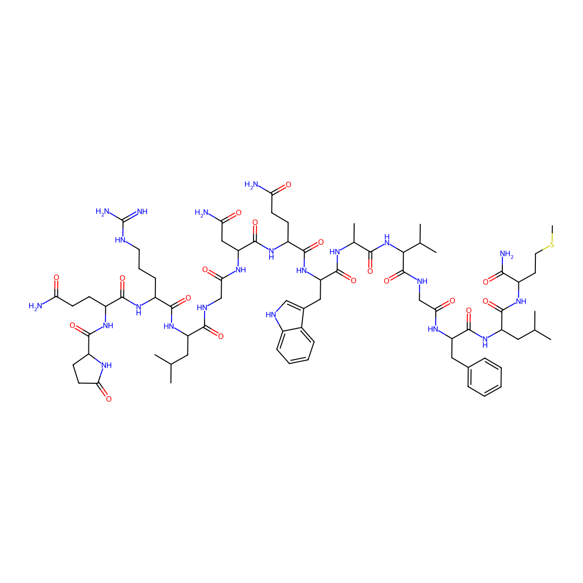 Pyr-gln-arg-leu-gly-asn-gln-trp-ala-val-gly-D-phe-leu-met-NH2 molecular structure, CAS 108437-87-2