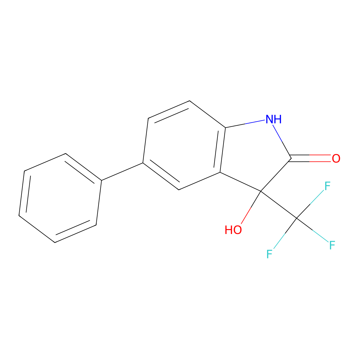 3-Hydroxy-2-oxo-3-trifluoromethyl-5-phenylindoline molecular structure, CAS 108440-31-9