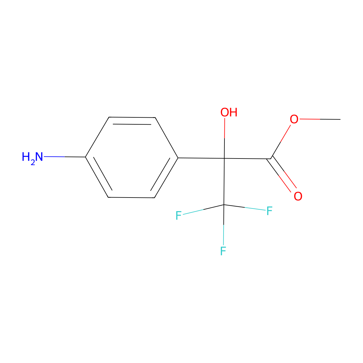 Methyl 4-amino-alpha-hydroxy-alpha-(trifluoromethyl)benzeneacetate molecular structure, CAS 108440-36-4