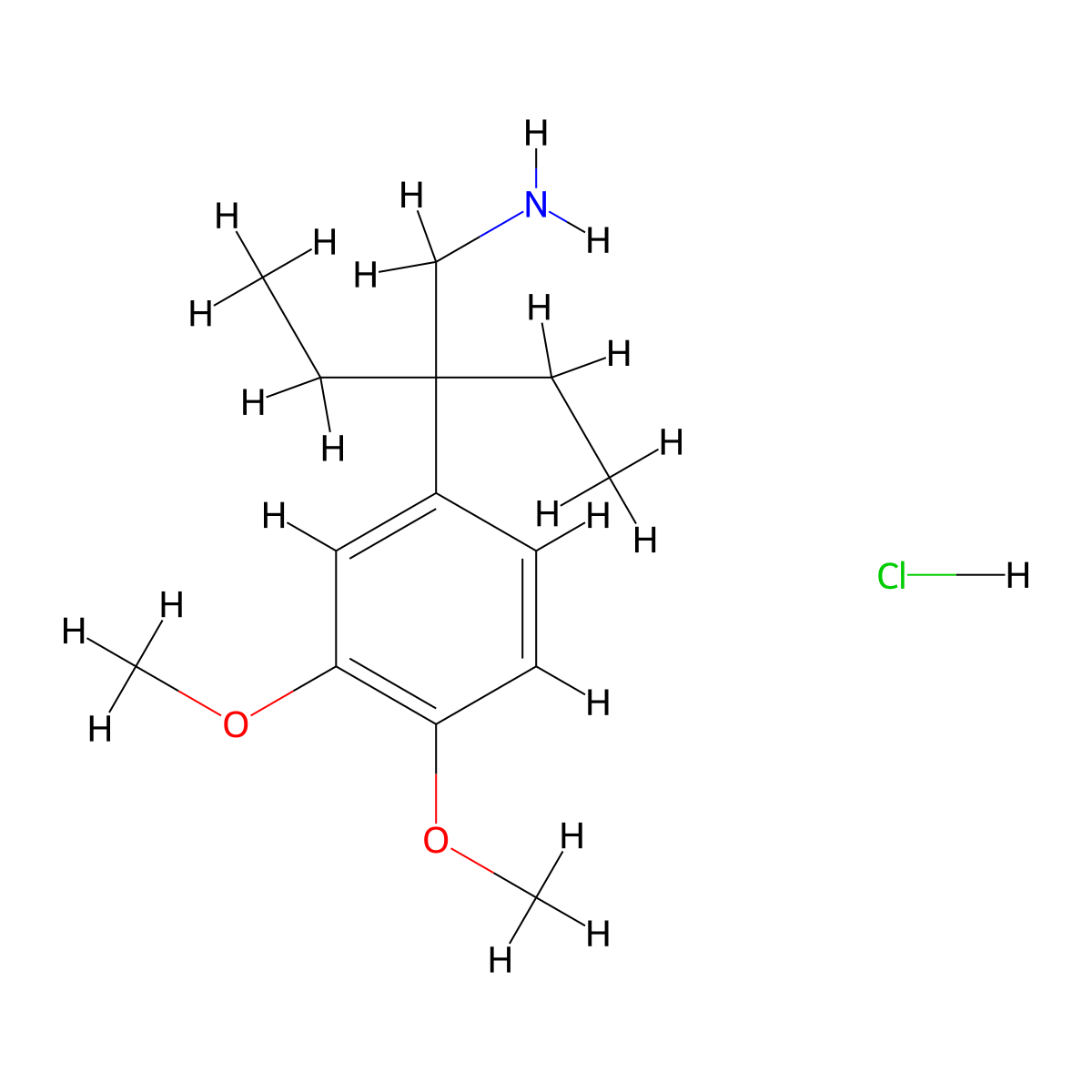 4-[3-(Aminomethyl)pentan-3-yl]-1,2-dimethoxybenzene hydrochloride molecular structure, CAS 108444-97-9