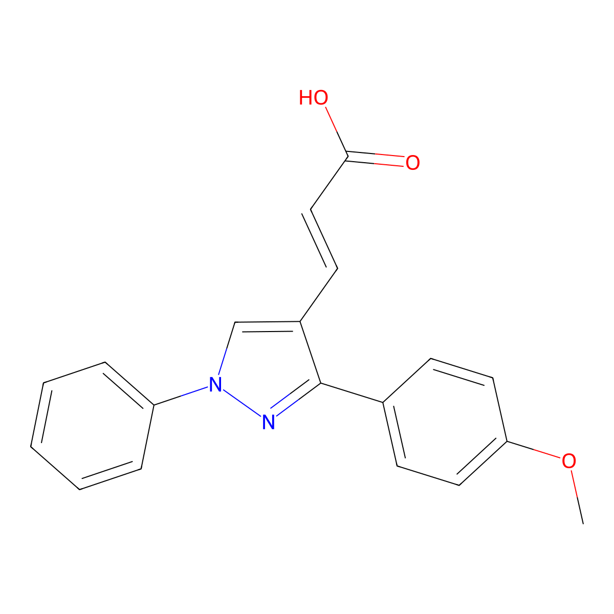 3-[3-(4-Methoxy-phenyl)-1-phenyl-1h-pyrazol-4-yl]-acrylic acid molecular structure, CAS 108446-75-9