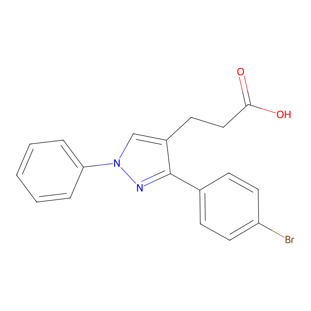 3-(4-Bromophenyl)-1-phenylpyrazole-4-propionic acid molecular structure, CAS 108446-80-6