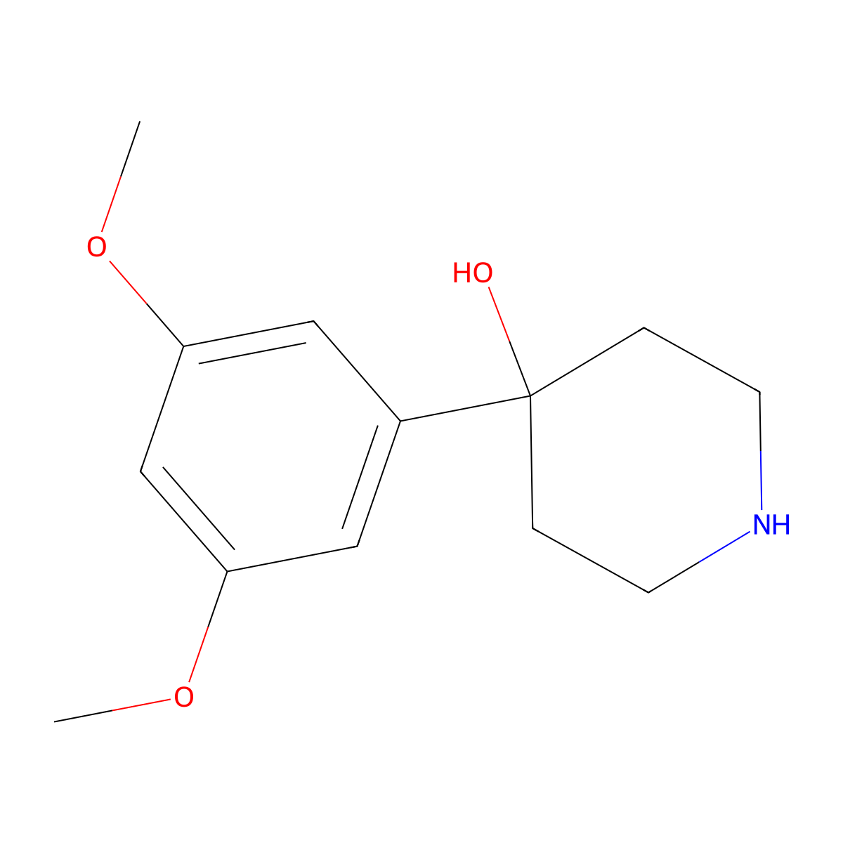4-(3,5-Dimethoxyphenyl)piperidin-4-ol molecular structure, CAS 108447-66-1