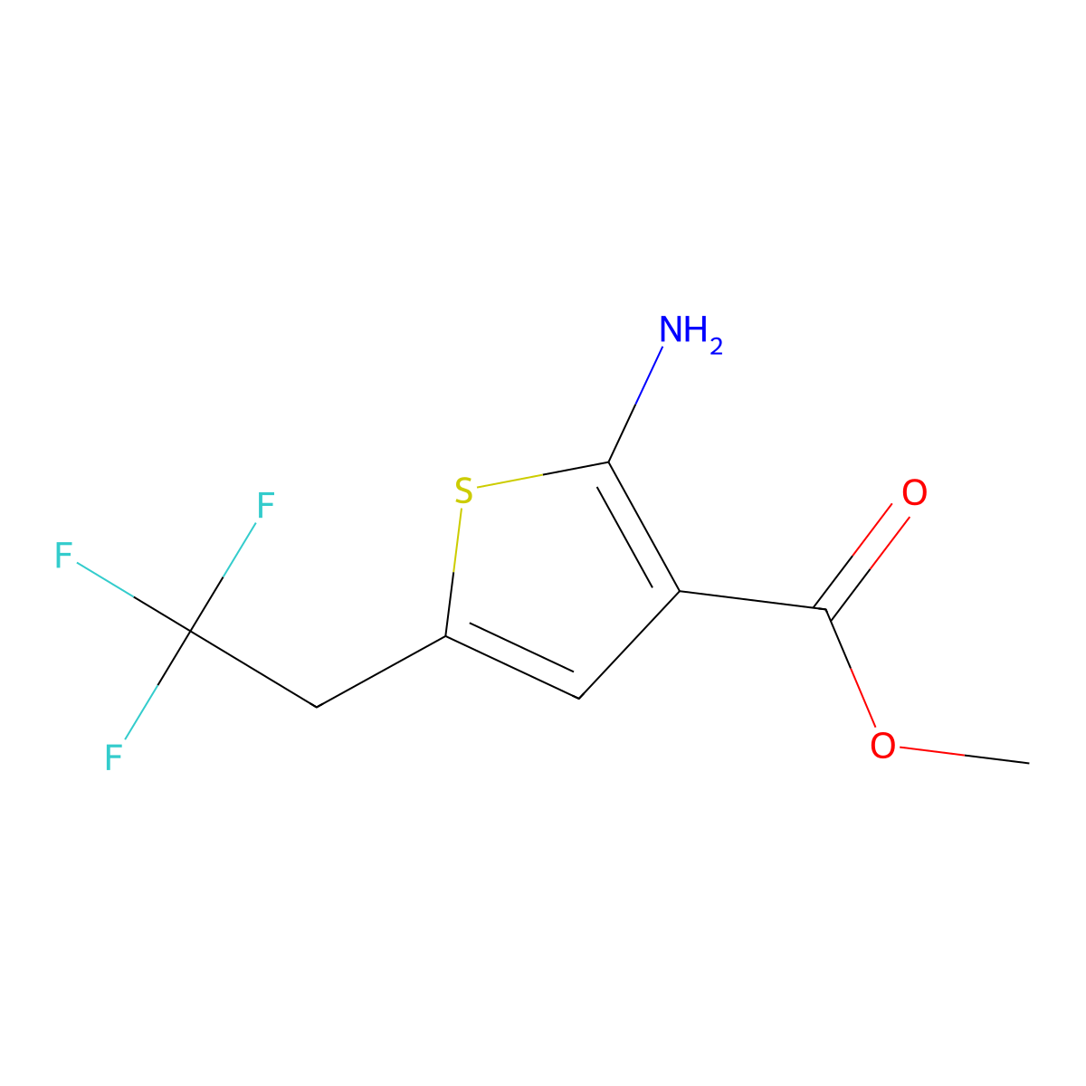 Methyl 2-amino-5-(2,2,2-trifluoroethyl)thiophene-3-carboxylate molecular structure, CAS 1084625-20-6