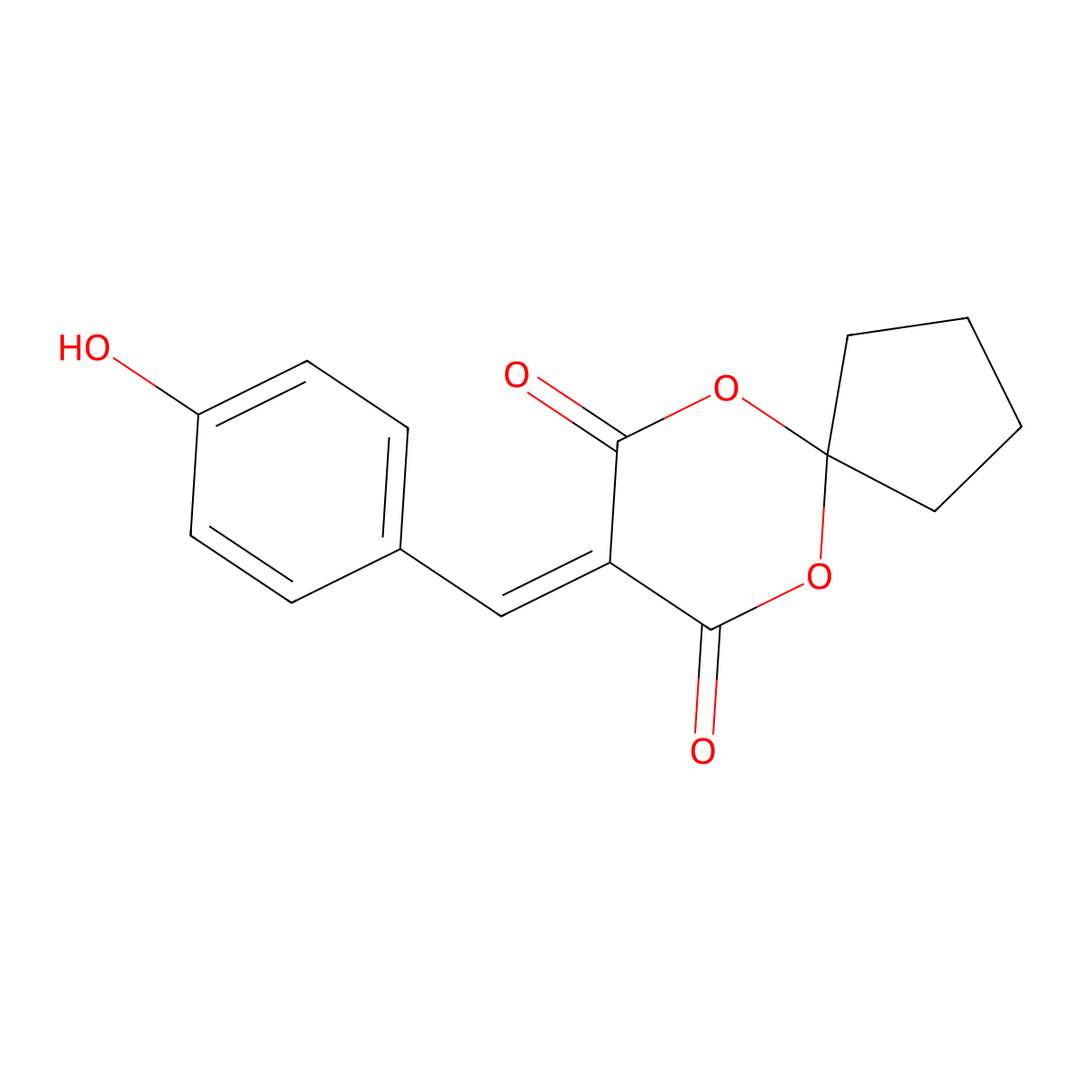 6,10-Dioxaspiro[4.5]decane-7,9-dione, 8-[(4-hydroxyphenyl)methylene]- molecular structure, CAS 108463-50-9