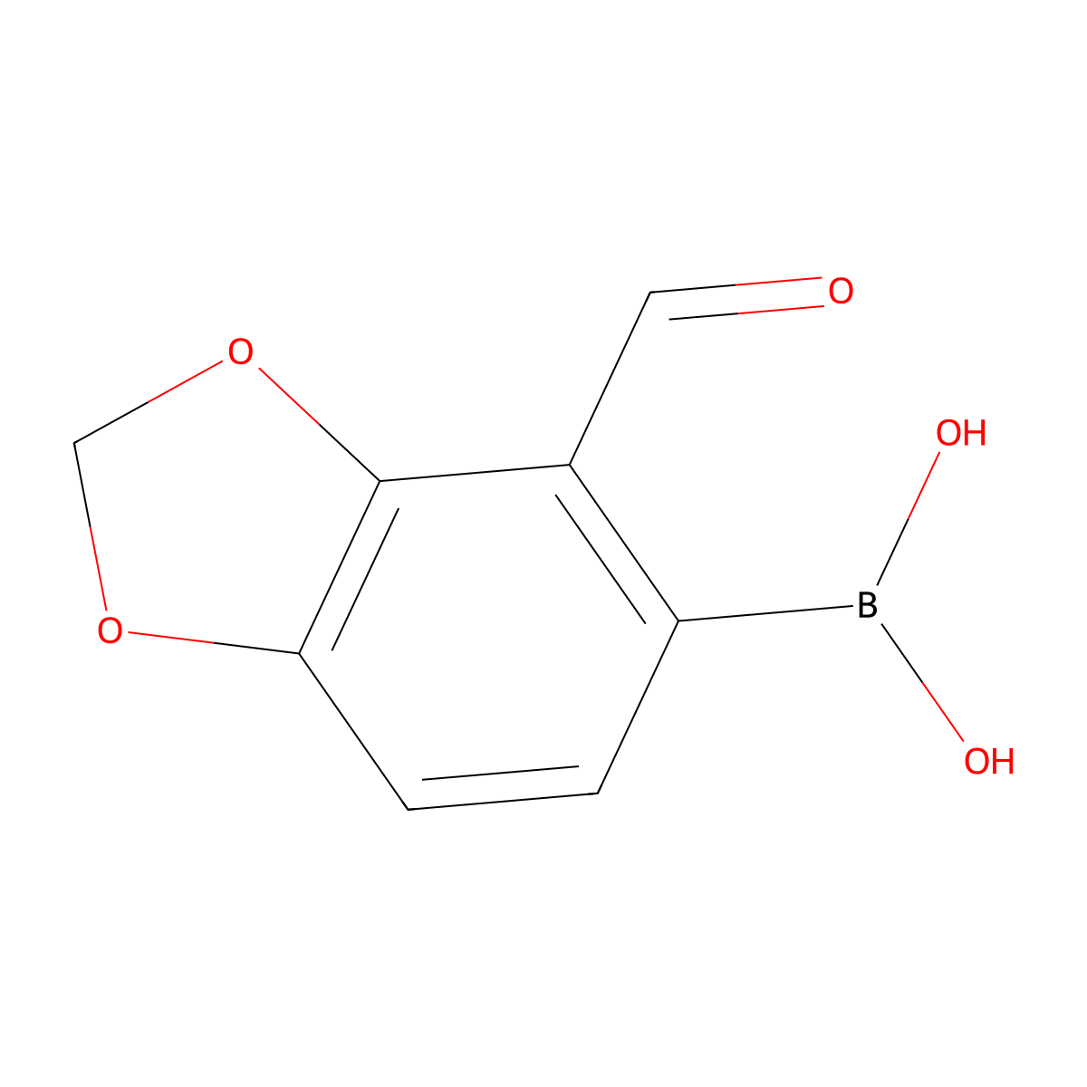 (4-Formyl-1,3-benzodioxol-5-yl)-boronic acid molecular structure, CAS 1084695-84-0