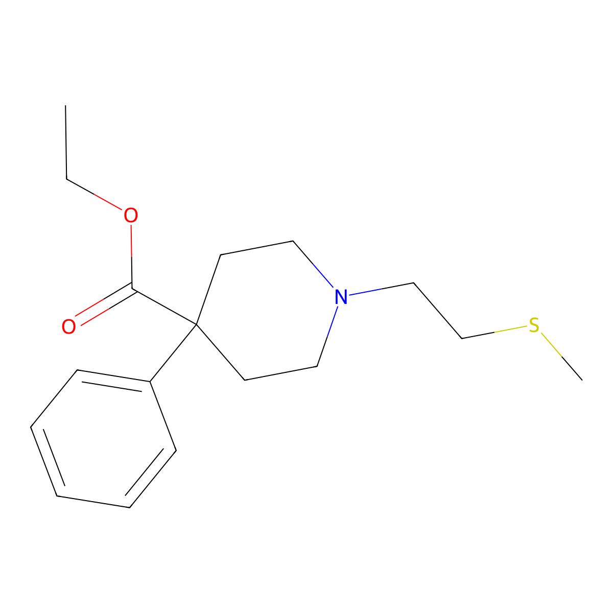 Isonipecotic acid, 1-(2-(methylthio)ethyl)-4-phenyl-, ethyl ester molecular structure, CAS 108479-11-4
