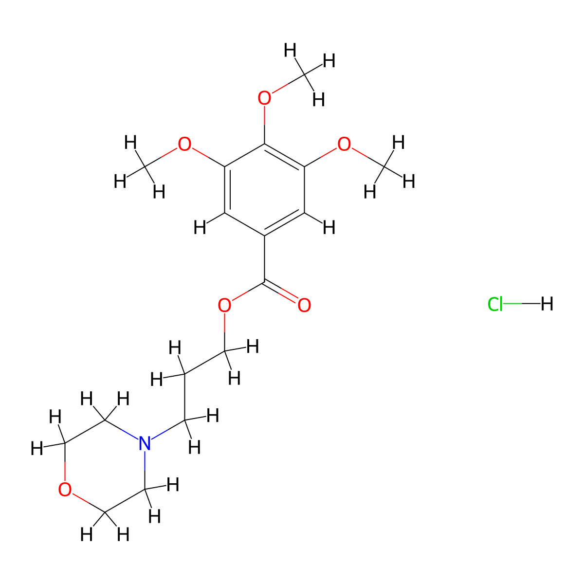 Benzoic acid, 3,4,5-trimethoxy-, 3-morpholinopropyl ester, hydrochloride molecular structure, CAS 108479-29-4