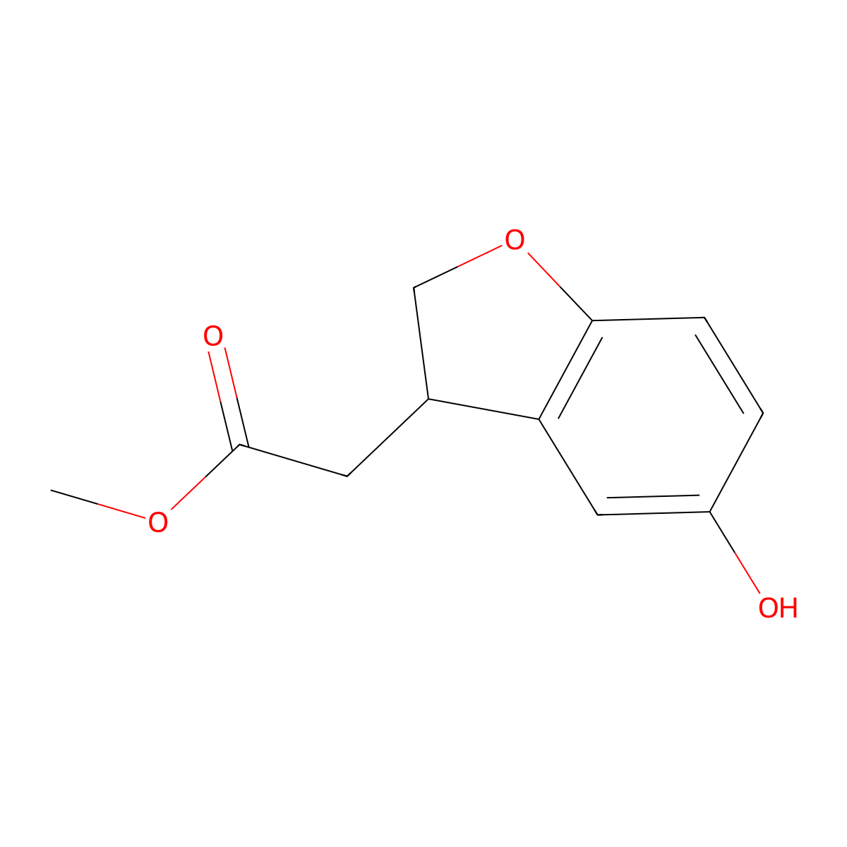 Methyl 2-(5-hydroxy-2,3-dihydro-1-benzofuran-3-yl)acetate molecular structure, CAS 1084802-76-5